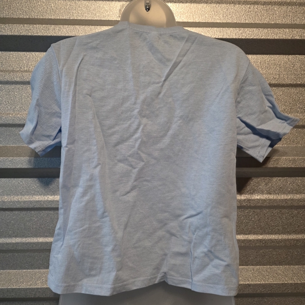 Elegant Lace Trim Blue Women's Top - Picture 3 of 4